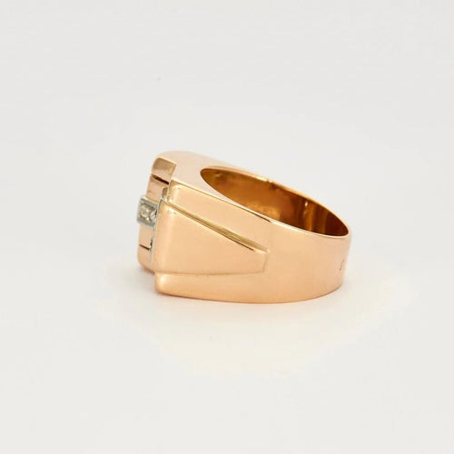 Bague 58 Tank - Bague en or jaune, platine et diamants 58 Facettes