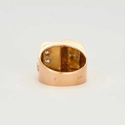 Bague 58 Tank - Bague en or jaune, platine et diamants 58 Facettes