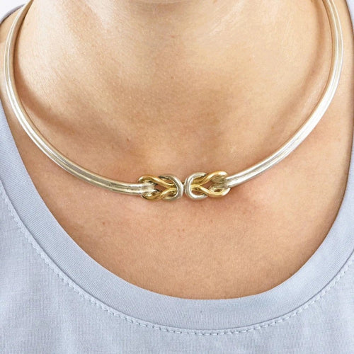 Collier ZOLOTAS - Collier torque nœud d’Héraclès en argent et or jaune 58 Facettes