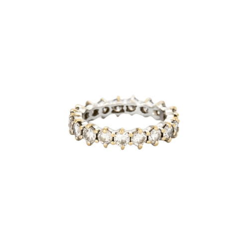 Bague 52 Alliance américaine - Bague d’éternité en or blanc et jaune 18K diamants 2,28 ct 58 Facettes