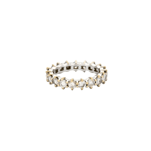Bague 52 Alliance américaine - Bague d’éternité en or blanc et jaune 18K diamants 2,28 ct 58 Facettes