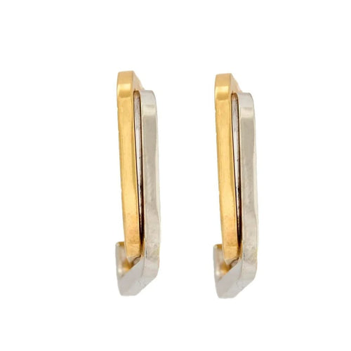 Boucles d'oreilles Boucles d’oreilles créoles carrées en or jaune et blanc 18K 58 Facettes LMB-163