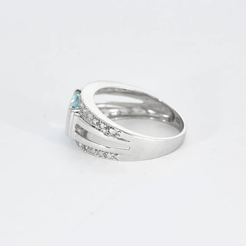 Bague 57.5 Bague bandeau topaze et diamants en or blanc 18K 58 Facettes LMB-200