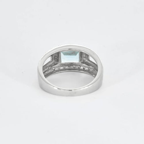 Bague 57.5 Bague bandeau topaze et diamants en or blanc 18K 58 Facettes LMB-200