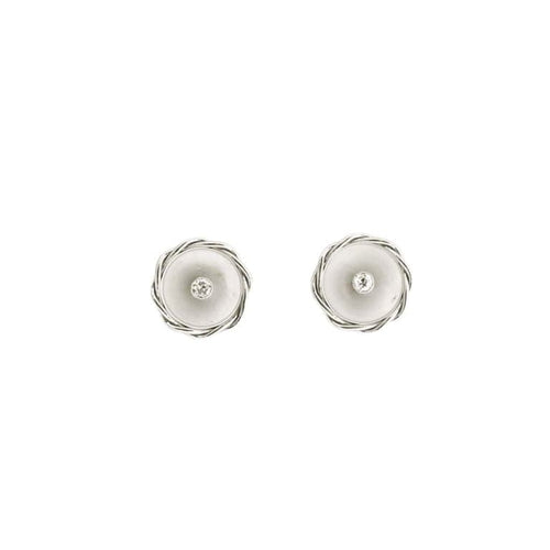 Boucles d'oreilles Boucles d'oreilles puces en platine et or jaune, diamants et nacre 58 Facettes