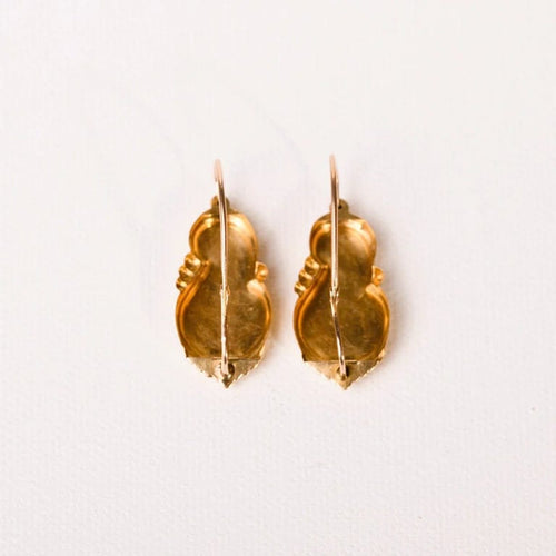 Boucles d'oreilles Boucles d'oreilles dormeuses anciennes en or jaune 18K ciselé 58 Facettes