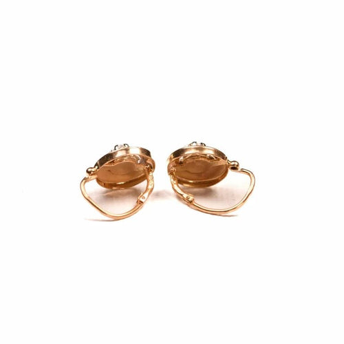 Boucles d'oreilles Boucles d'oreilles dormeuses anciennes en or jaune 18K et diamants 58 Facettes
