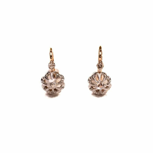 Boucles d'oreilles Boucles d'oreilles dormeuses en or rose 18K et diamants taille rose 58 Facettes