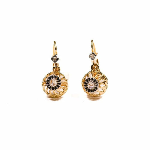 Boucles d'oreilles Boucles d'oreilles dormeuses en or jaune et or blanc avec diamants 58 Facettes