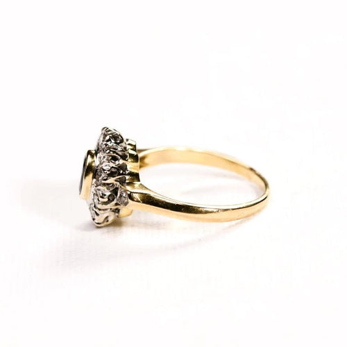 Bague 52 Bague marguerite saphir et diamants en or jaune et blanc 58 Facettes LMB-286