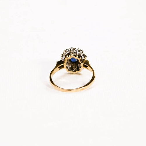 Bague 52 Bague marguerite saphir et diamants en or jaune et blanc 58 Facettes LMB-286