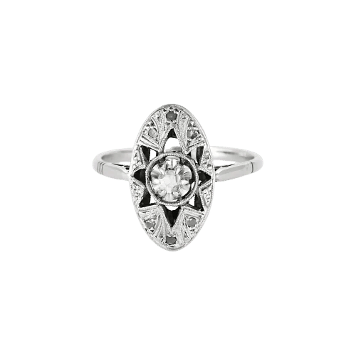 Bague 53 Bague marquise ancienne en platine 850 sertie de diamants 58 Facettes LMB-290