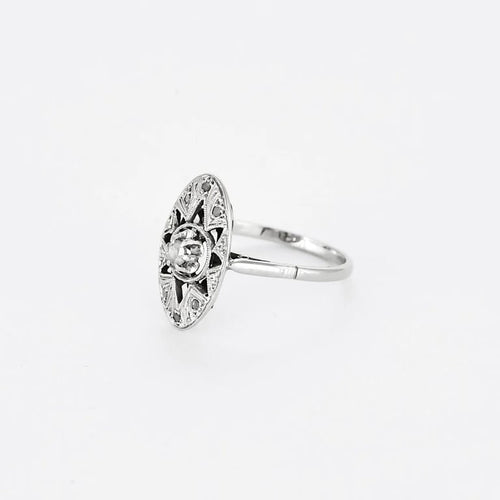 Bague 53 Bague marquise ancienne en platine 850 sertie de diamants 58 Facettes LMB-290