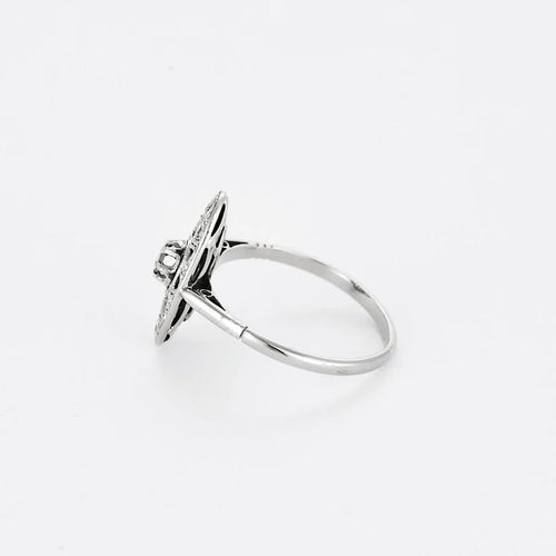 Bague 53 Bague marquise ancienne en platine 850 sertie de diamants 58 Facettes LMB-290