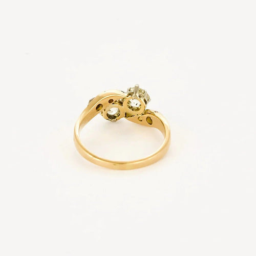 Bague 51.5 Bague Toi & Moi ancienne en or jaune et blanc 18K et diamants 58 Facettes LMB-298