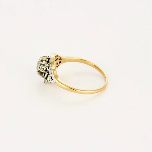 Bague 54 Bague ancienne entourage de diamants en or jaune 18K 58 Facettes LMB-293
