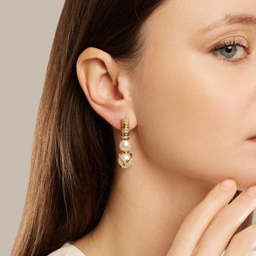 Boucles d'oreilles FRED Baie des Anges - Boucles d’oreilles en or jaune 18k, perles et diamants 58 Facettes