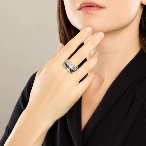 Bague 53 Boucheron Quatre Black Edition - Bague en or blanc 18k et diamants 58 Facettes