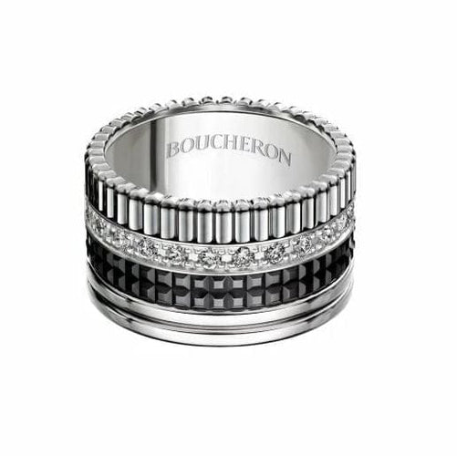 Bague 53 Boucheron Quatre Black Edition - Bague en or blanc 18k et diamants 58 Facettes