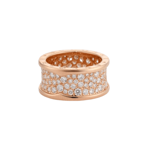 Bague 53 BVLGARI B.zero1 - Bague grand modèle en or rose et diamants 58 Facettes