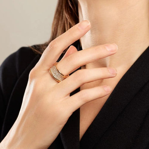 Bague 53 BVLGARI B.zero1 - Bague grand modèle en or rose et diamants 58 Facettes