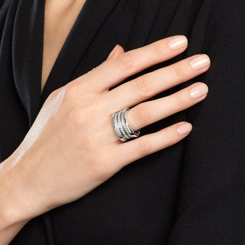 Bague 54 Bvlgari B.Zero1 - Bague en or blanc 18k et diamants 58 Facettes