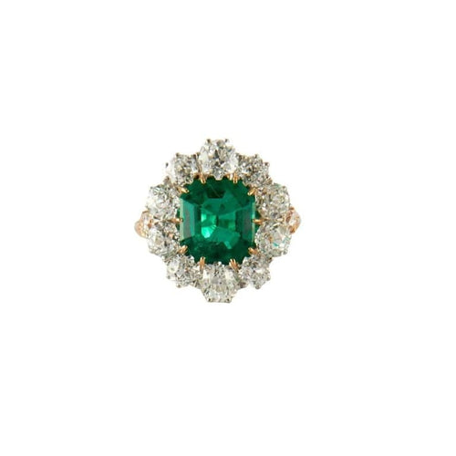 Bague 51 Bague marguerite en or jaune avec émeraude et diamants 58 Facettes