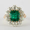 Bague 51 Bague marguerite en or jaune avec émeraude et diamants 58 Facettes