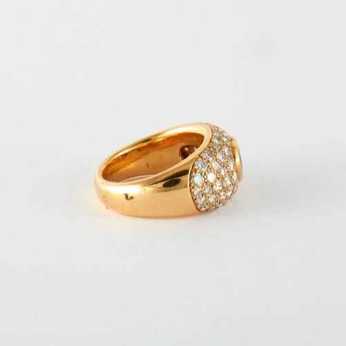 Bague 52 Bague cœur en or jaune 750 avec rubis birman et diamants 58 Facettes