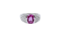 Bague 53 Bague en or gris 18K avec saphir rose et diamants 58 Facettes