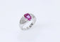 Bague 53 Bague en or gris 18K avec saphir rose et diamants 58 Facettes