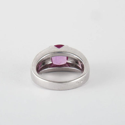 Bague 53 Bague en or gris 18K avec saphir rose et diamants 58 Facettes