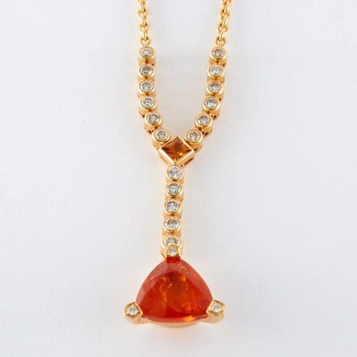 Collier Collier en or jaune avec grenats mandarine et diamants 58 Facettes