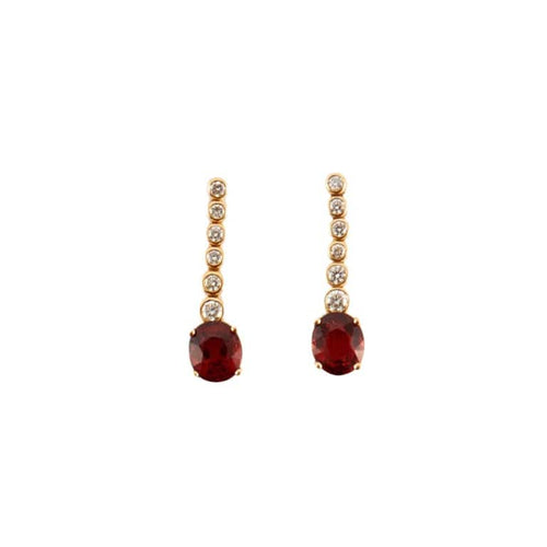 Boucles d'oreilles Boucles d'oreilles pendantes en or jaune 18K grenat mandarine et diamants 58 Facettes 2.586