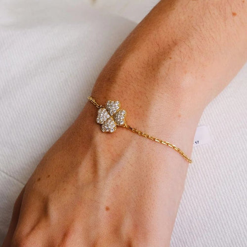 Bracelet Bracelet trèfle en or jaune 18k avec diamants 58 Facettes 2.308