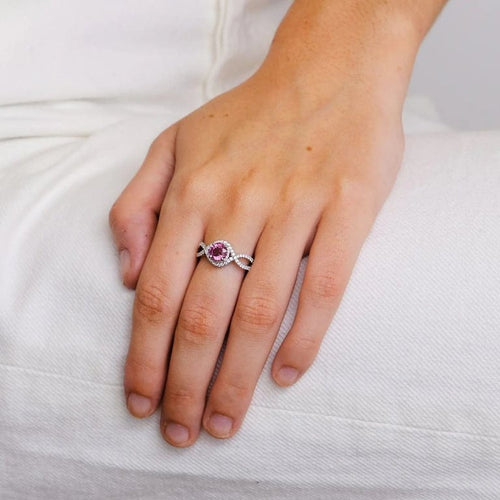 Bague 52 Bague Tentation en or gris 18k avec saphir rose et diamants 58 Facettes 2.314