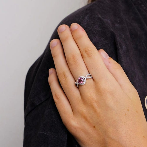 Bague 52 Bague Tentation en or gris 18k avec saphir rose et diamants 58 Facettes 2.314