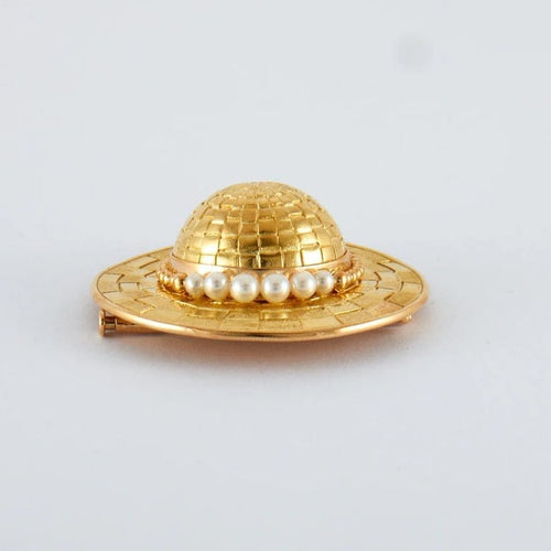 Broche Broche chapeau en or jaune 18K et perles 58 Facettes 2.171
