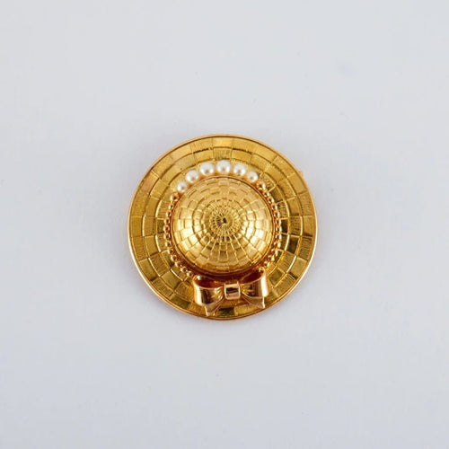 Broche Broche chapeau en or jaune 18K et perles 58 Facettes 2.171