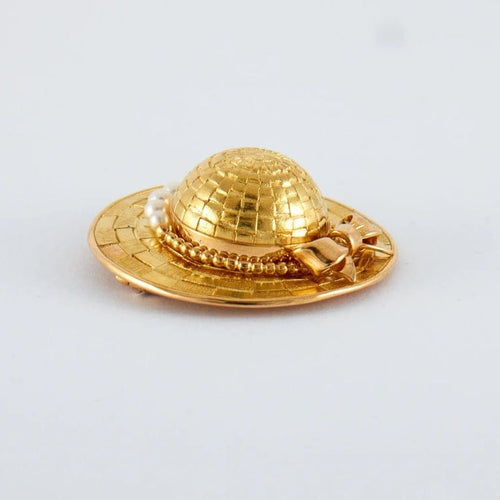 Broche Broche chapeau en or jaune 18K et perles 58 Facettes 2.171