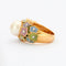 Bague 51 Bague fleur en or jaune 18k avec perle Akoya 58 Facettes 002.199