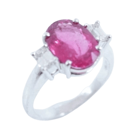 Bague 54 Bague tourmaline en or blanc 18K et diamants 58 Facettes
