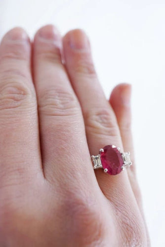 Bague 54 Bague tourmaline en or blanc 18K et diamants 58 Facettes