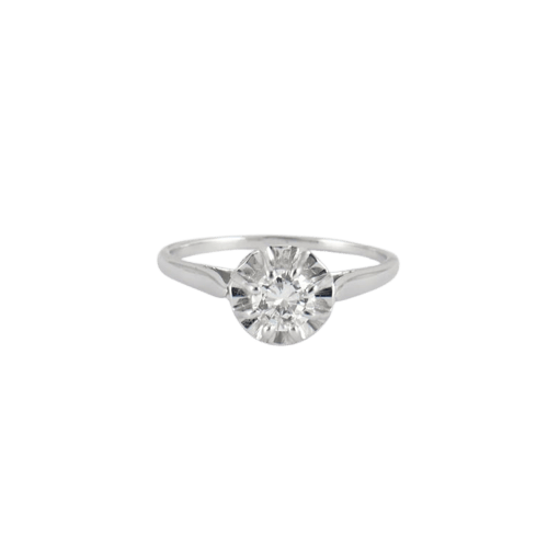 Bague 57 Solitaire - Bague en or gris 18K et diamant 0,50 ct 58 Facettes