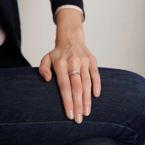 Bague 57 Solitaire - Bague en or gris 18K et diamant 0,50 ct 58 Facettes