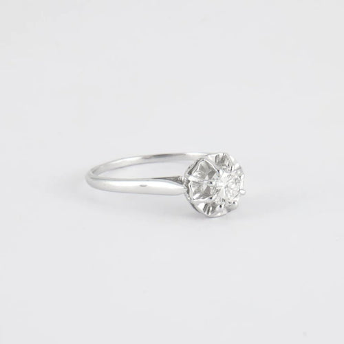 Bague 57 Solitaire - Bague en or gris 18K et diamant 0,50 ct 58 Facettes