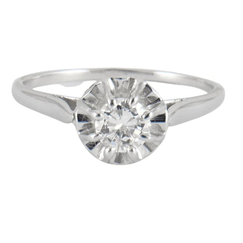 Bague 57 Solitaire - Bague en or gris 18K et diamant 0,50 ct 58 Facettes