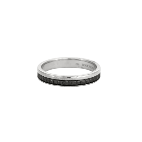 Bague 59 Boucheron Black Edition - Alliance homme en PVD noir et or blanc 18K 58 Facettes