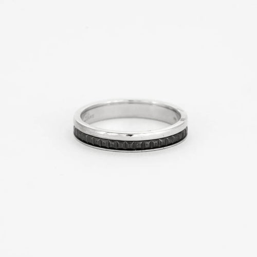 Bague 59 Boucheron Black Edition - Alliance homme en PVD noir et or blanc 18K 58 Facettes