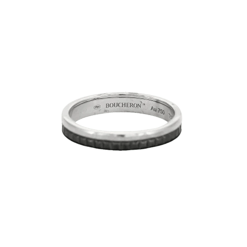 Bague 59 Boucheron Black Edition - Alliance homme en PVD noir et or blanc 18K 58 Facettes